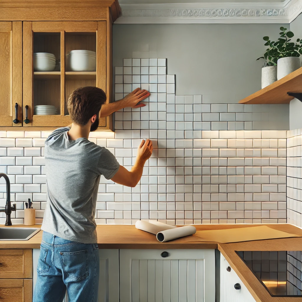 DIY Peel and Stick Backsplash in Kitchen